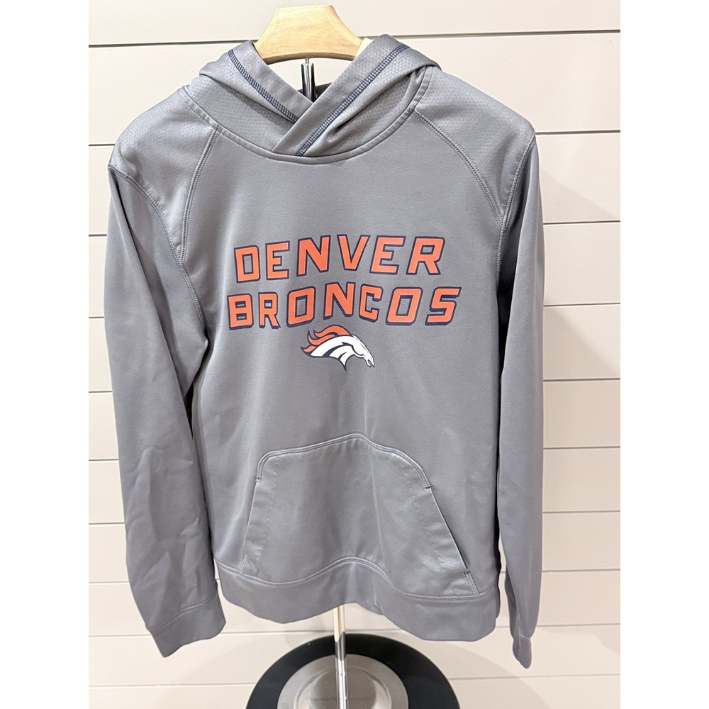 Denver Broncos Hoodie Small NFL Apparel TX3 Warm Gray with Logo‎